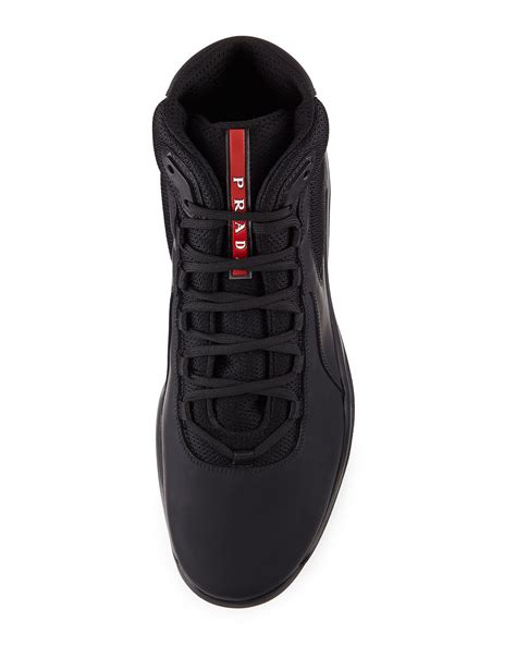 prada world cup sneakers black|high top prada americas cup.